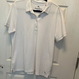 Tommy Bahama White Short-Sleeve Polo Shirt Pima Cotton Blend Size XL